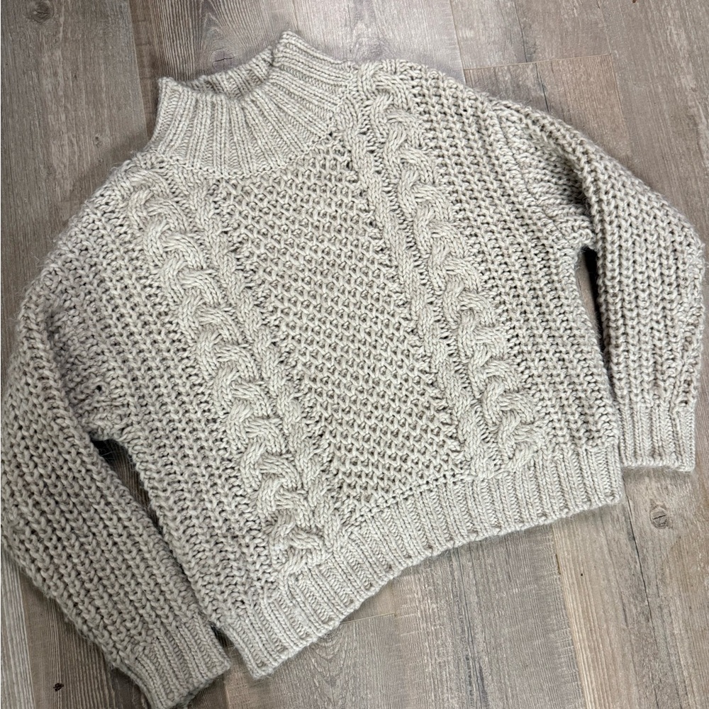 Cozy Thick and Super Chunky Cable Knit Sweater - Cream